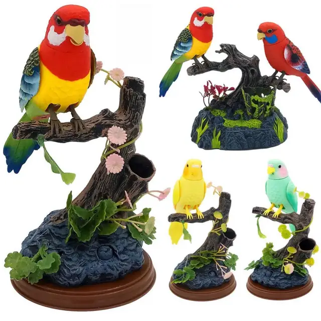 Electric Battery Operated Birds Toys Simulated Induction Sound Control Voice-Activated Talking Parrots Moving Pets 1