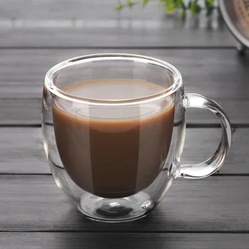 

150ml Soffe High Quality Glass Coffee Mug With Handle Double Layers Glass Heat-Resistant Creative Milk Tea Drinking Cup