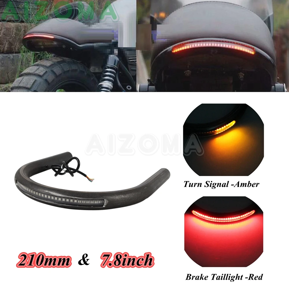 

210MM Cafe Racer Rear Seat Frame Hoop Flat Loop w/ LED Brake Turn Signal Taillight For BMW Suzuki GT Honda CB CM CL GL VLX CBX
