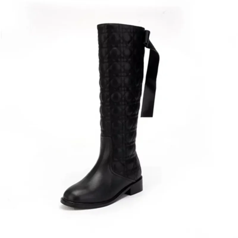 Scarpe donna/Сапоги до колена из плюша; chaussures femme; женская обувь с бантом-бабочкой; ботильоны на среднем каблуке с круглым носком на молнии; Botas - Цвет: AS SHOW