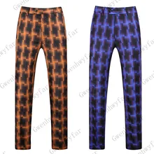 Gwenhwayfar, мужские Оранжевые клетчатые брюки, костюм для торжественных случаев, брюки, деловые повседневные облегающие брюки, Классический Клетчатый костюм, брюки для свадьбы