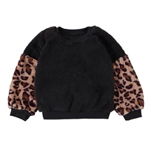 Bebê menina meninos roupas de pelúcia camisola leopardo imprimir versão solta grosso quente clássico em torno do pescoço primavera e outono roupas 2 7 y