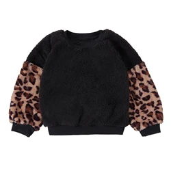 Bebê menina meninos roupas de pelúcia camisola leopardo imprimir versão solta grosso quente clássico em torno do pescoço primavera e outono roupas 2 7 y