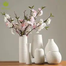 Популярная современная белая ваза керамическая ваза аксессуары для украшения дома сухой цветок Современная Минималистичная литературная ваза для домашнего декора