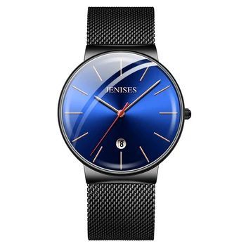 

JENISES New Quartz Watch Men's Mesh Belt Slim Simple Watch Waterproof Business Fashion Watch