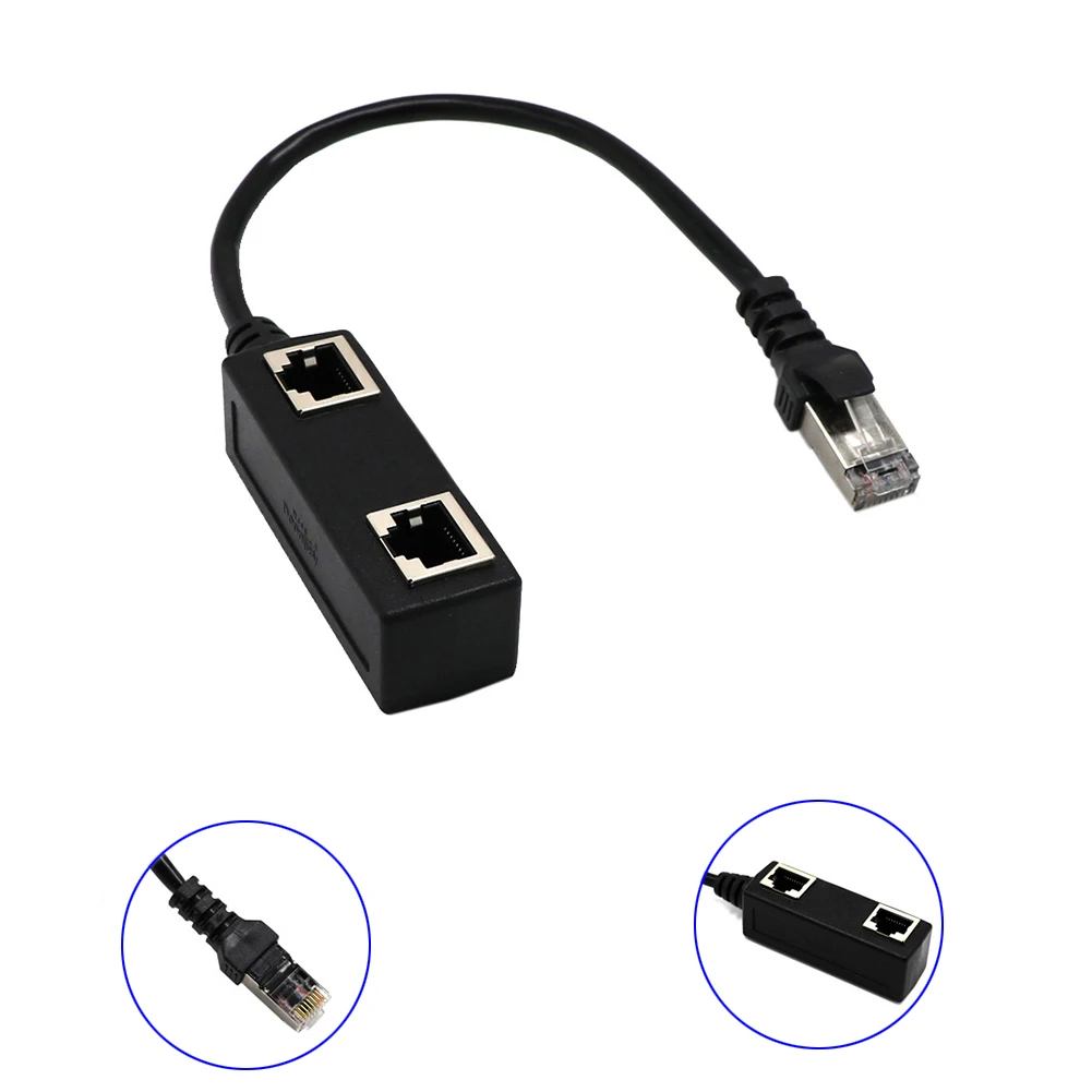 

RJ45 Splitter Adapter 1 to 2 Port Switch Cable for Cat5 Cat6 LAN Ethernet Socket Connector OUJ99