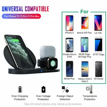 

QI Wireless Fast Charger for iPhone AirPods Apple Watch Charge Dock Station Charger for Apple Watch 2/3/4/5 iPhone 11 X XS