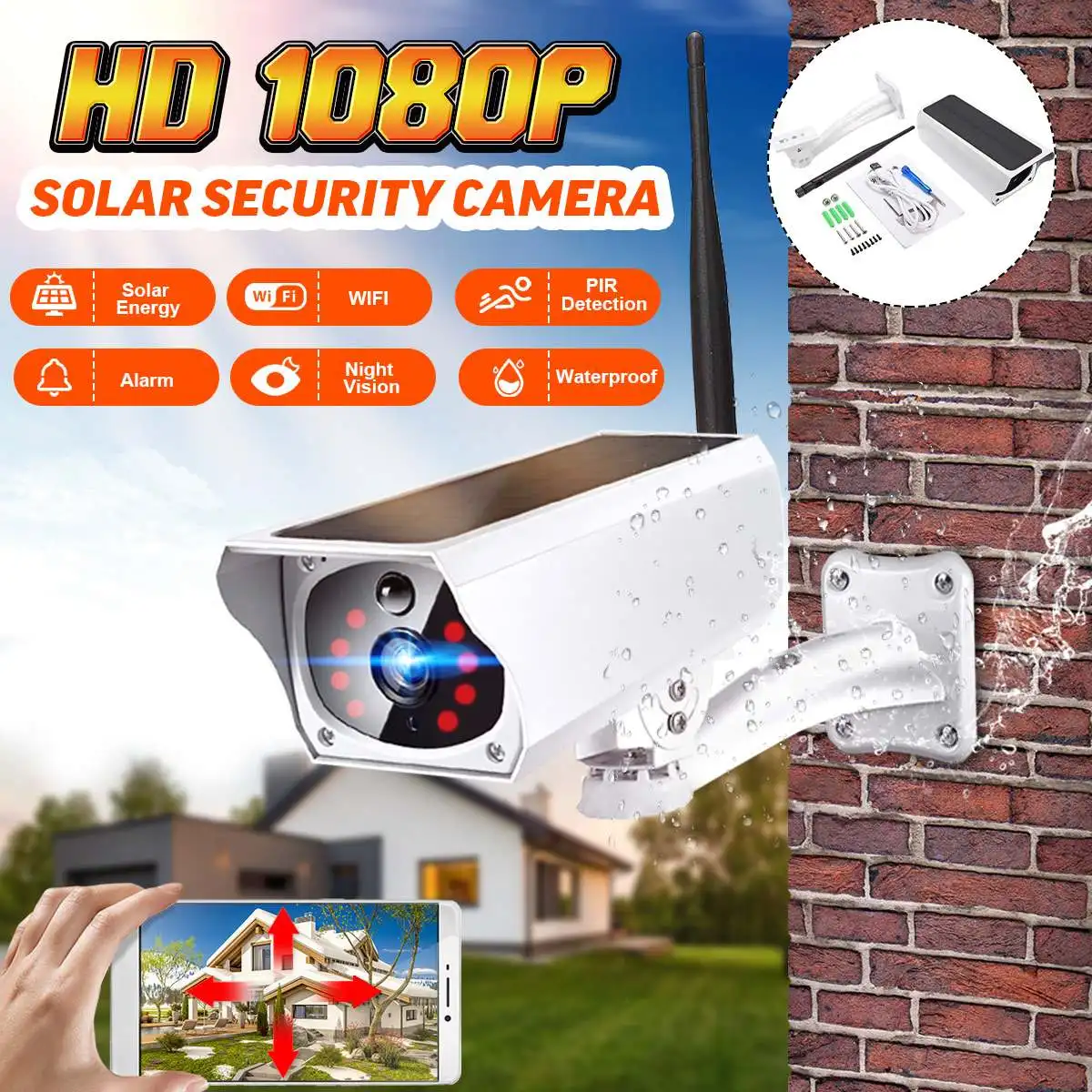Солнечная WiFi ip-камера 1080P HD беспроводная камера безопасности с зарядкой от аккумулятора для наружного наблюдения