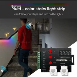 LED Stair Light Strip Controller PIR Motion Sensor Addressable LED RGB Tape Lights for Control Each Stair Light,under cabinet