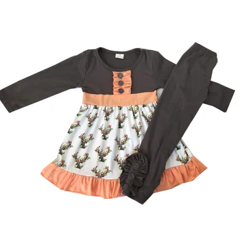 

Valentine's Day girls outfits long sleeve ruffle set with pocket boutique clothing