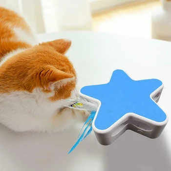 

Smart Interactivity Cats Toy Star Feather Cats Box 360 Degree Rotation Electric Funny Stick Pet Toy HFing