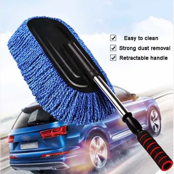 

Car Cleaning Brush Wax Mop Retractable Dust Mop Microfiber Universal Car Care Tools Polishing Detailing Towels Cloths Soft Brush