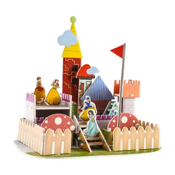 

3D DIY Composite Paper Puzzle Cartoon Castle House Model Jigsaw Puzzle Educational Toys for Children Learning Developing Toy