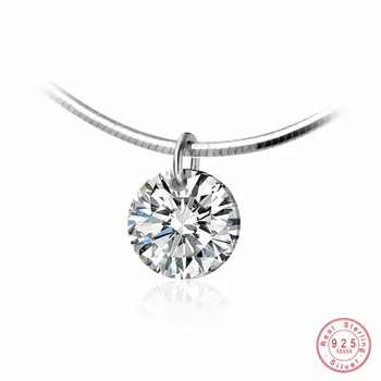 

LEKANI Genuine 100% Sterling Silver Jewelry Round Crystal Zirconia Clavicle Snake Chain Choker Necklaces Pendant Women Accessory