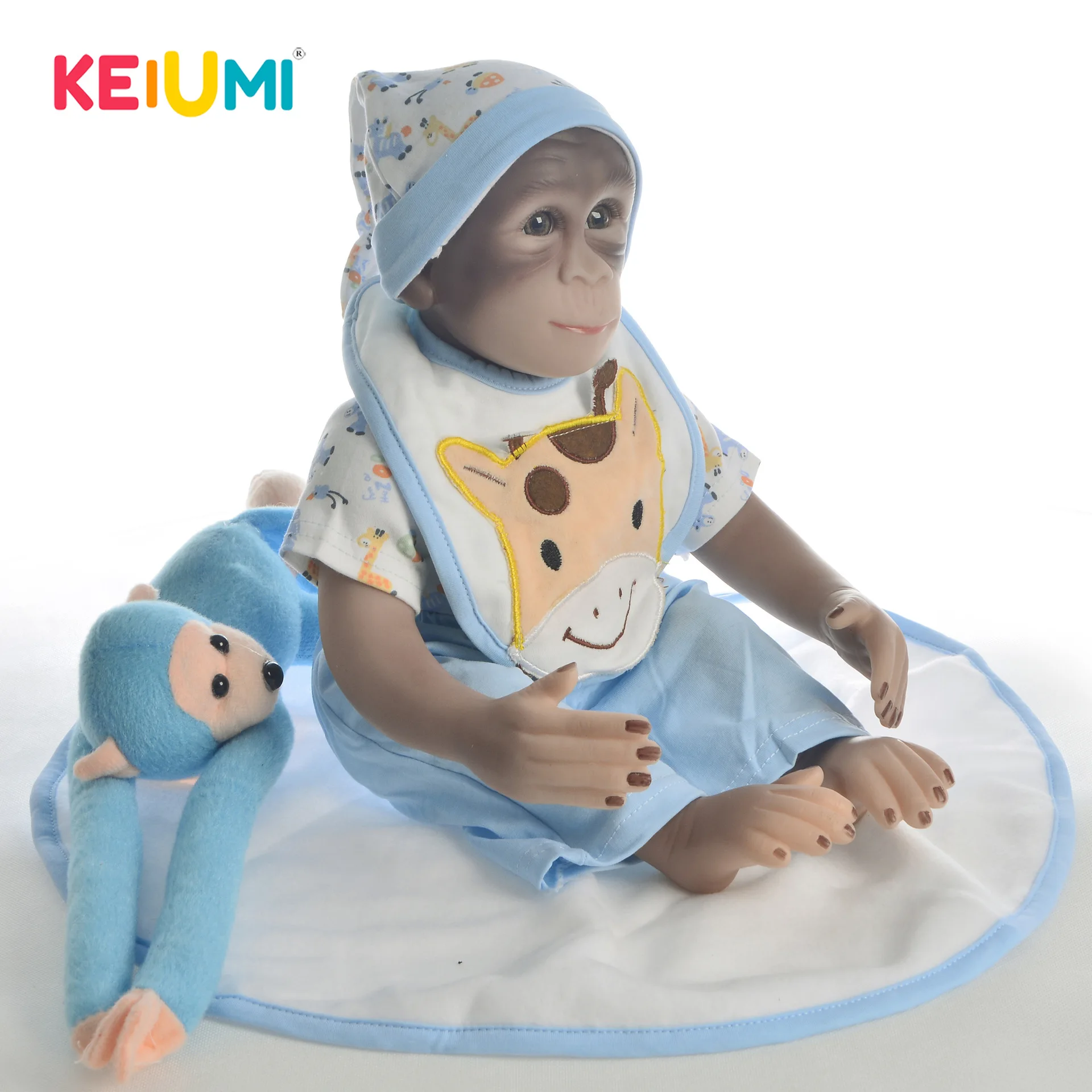 

Keiumi19-Inch Cloth Body Rebirth Animal Doll Model Monkey Reborn Baby Children to Sleep with Doll