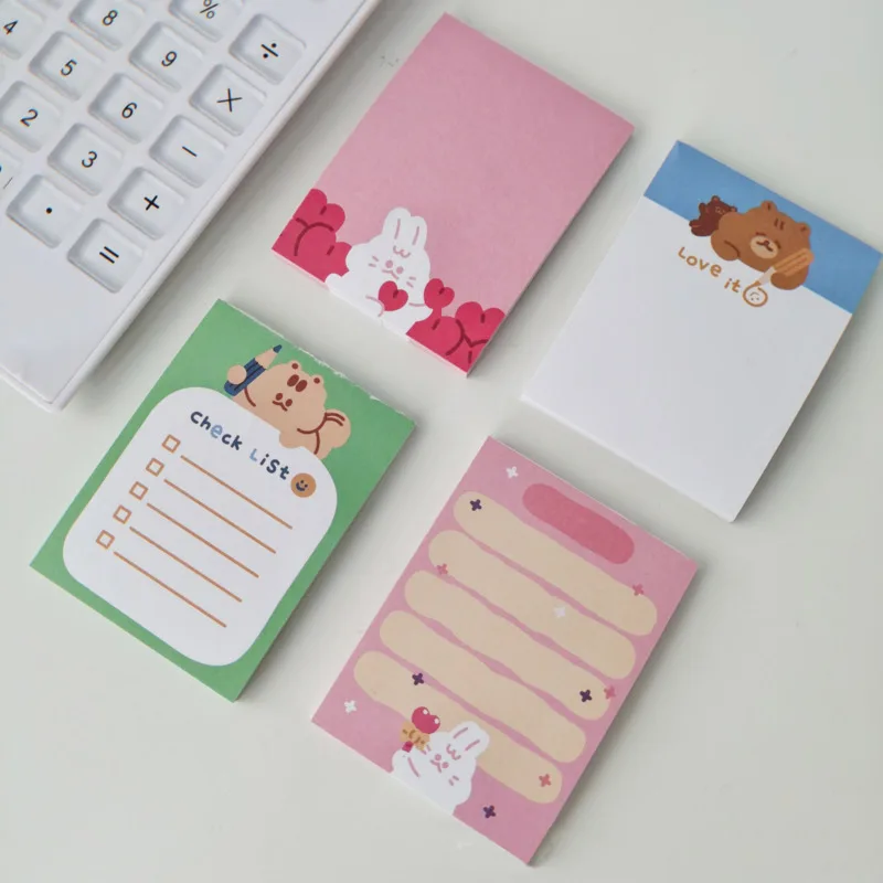 

Cartoon Cute Bear Rabbit Squirrel Memo Pad Student Creative Diy Message Note Paper Kawaii Stationery To Do List Planner Stickers