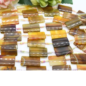 

2strands/lot Natural brown rectangular agate, bright and beautiful color, can be used as necklace pendant