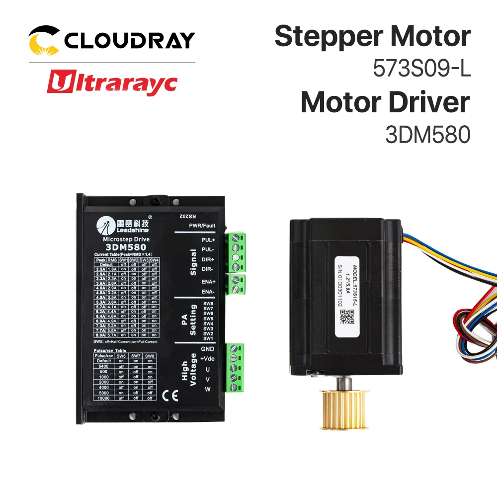 Smartrayc Leadshine 3 Phase Stepper Motor 573S09-L-18/573S15-L-18+Stepper Driver 3DM580 for CO2 Laser Engraving Cutting Machine |