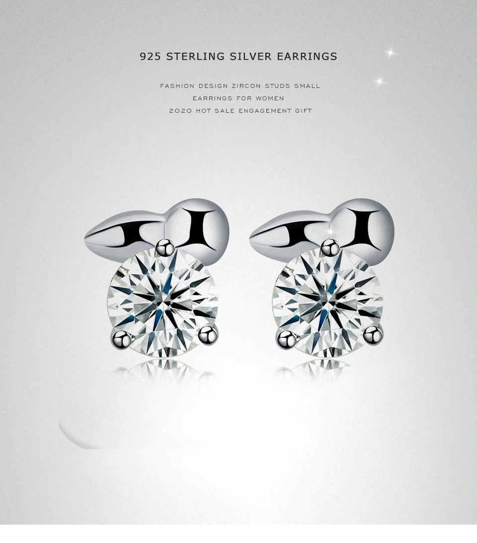 SILVERHOO 925 Sterling Silver Earrings Fashion Design Zircon Studs Small Earrings For Women 2021 Hot Sale Engagement Gift