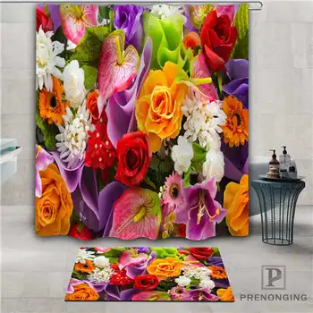 

Custom colorful-flowers (1) Waterproof Shower Curtain Doormat Home Bath Bathroom Polyester Fabric Multi Sizes#2019-1-05-46