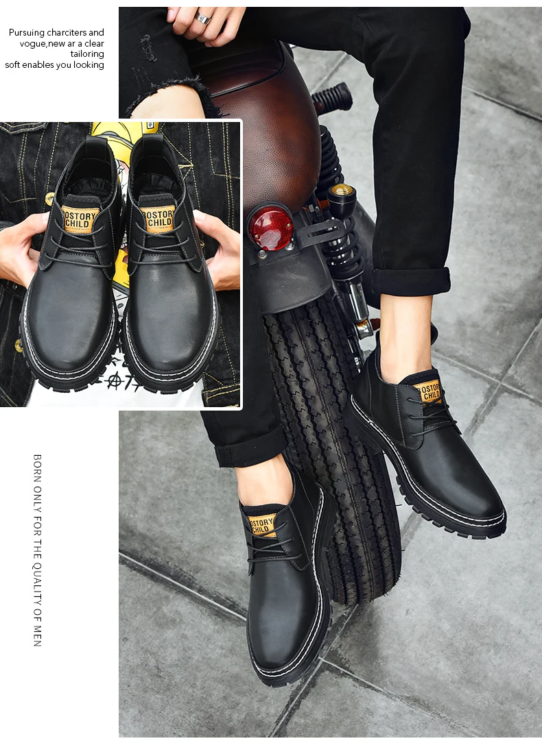 new autumn fashion men's ankle boots casual genuine leather shoes male military boot man work shoe motorcycle boots for men