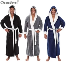 CHAMSGEND, зимняя плюшевая теплая Домашняя одежда, мужской Халат с капюшоном, удлиненная шаль, мужской Халат с длинными рукавами, пальто, пижама# 4z