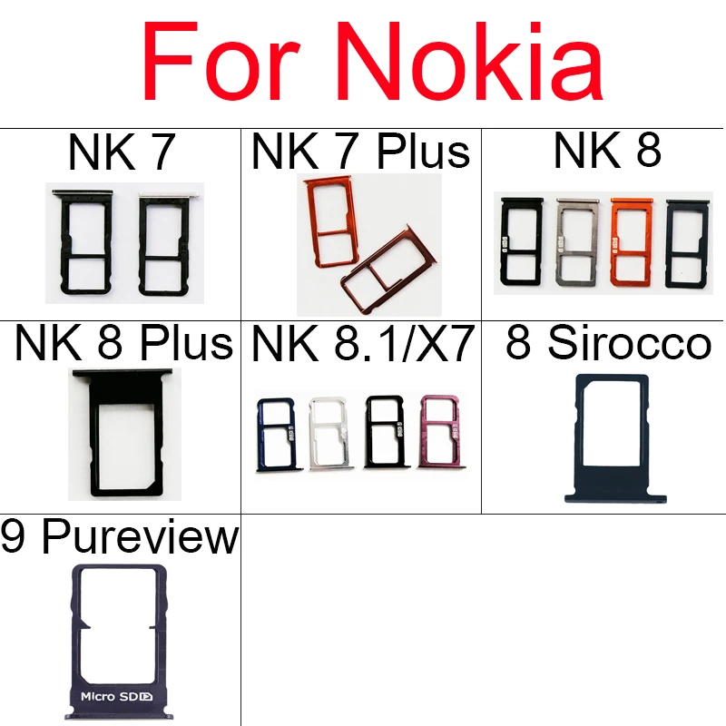 Supporto Per Vassoio Per Sim Card Per Nokia 7 8 Plus 8.1 X7 8 Sirocco 9 Pureview Adattatore Per Slot Per Schede Sim Parti Di Ricambio