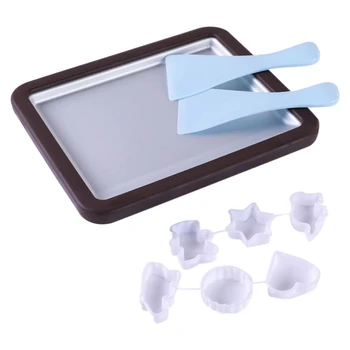 

Rolled Ice Cream Maker Rectangle Anti Griddle Pan with 2 Spatulas for Healthy Homemade Fried Ice Yogurt Machine Pan