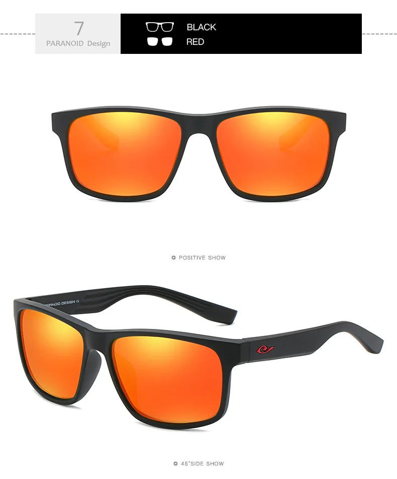 Параноидальные Винтажные Солнцезащитные очки TR90, поляризационные мужские солнцезащитные очки для мужчин, квадратные оттенки, летние мужские очки, 8 цветов, МОДЕЛЬ 8019