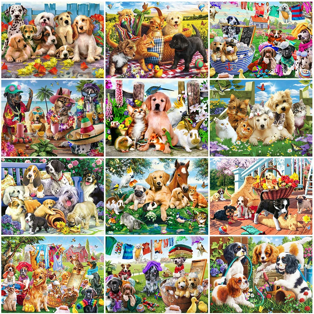 Evershine Full Square Diamond Embroidery Dog 5D DIY Painting Animal Cross Stitch Autumn Decorations | Дом и сад