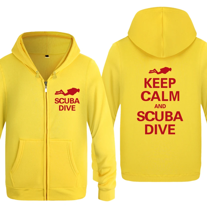 HUAY HOT Keep Calm and Scuba Dive-креативный подарок для дайвинга, мужские свитшоты, мужские флисовые толстовки на молнии с капюшоном, кардиганы - Цвет: HUAY HOT