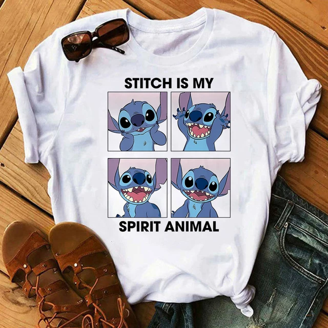 Kawaii Disney Cartoon Stitch T Shirt Men/Women Ohana Lilo Stitch Graphic Tees  Anime Summer Tops Harajuku T-shirt Female 61926