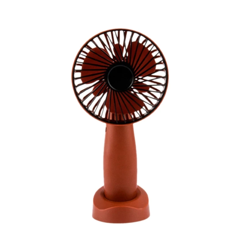 Brick Red Mini Portable Hanging Usb Charging Fan Rotating Handheld Desktop Cooling Fan Cooler Mobile Phone Holder - Цвет: Brick Red