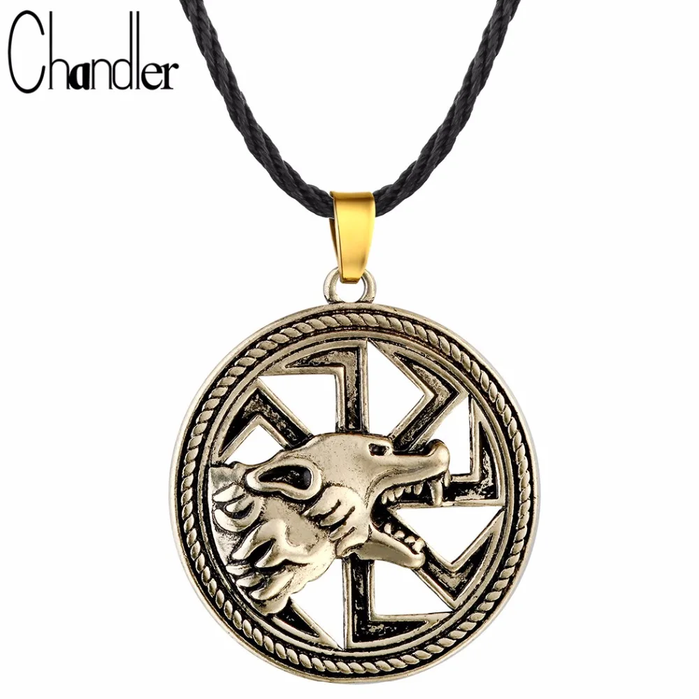 Ожерелье Chandler Wolf круглая подвеска Kolovrat винтажные мужские ошейники с животными