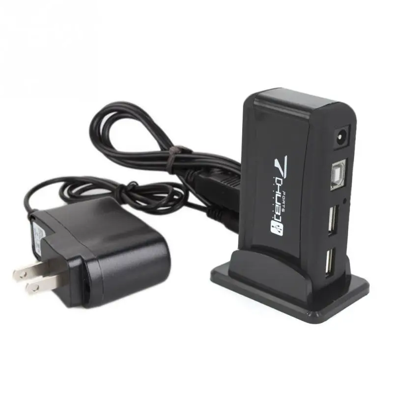 

7 Port USB High Speed USB 2.0 Hub with Power Adapter Converter for PC Laptop AC Power US/EU Plug Adapter Converter Drop Shipping