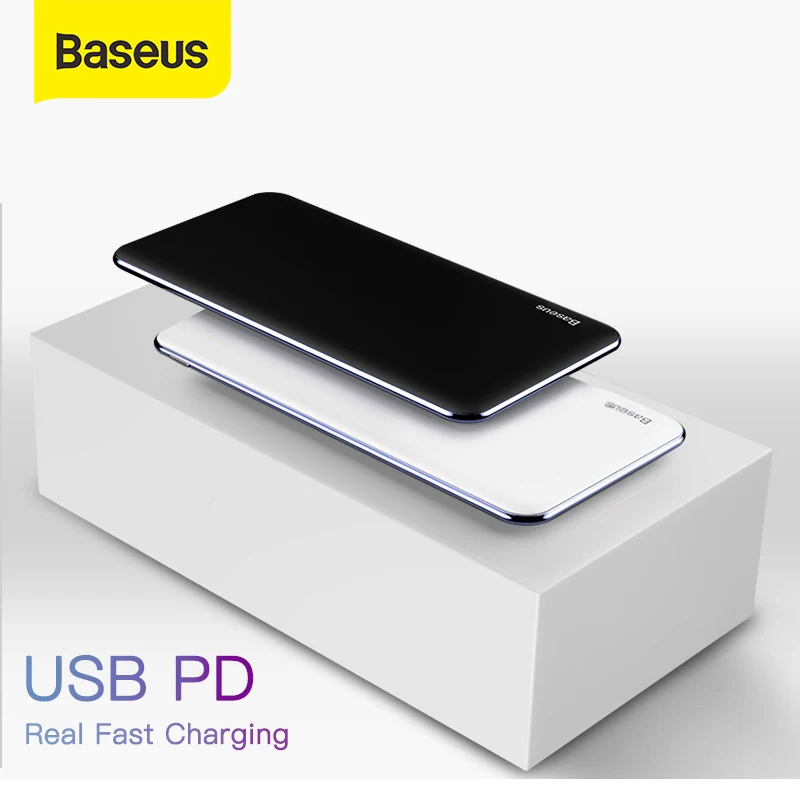 Baseus Thin Power Bank 10000mAh Type C PD Fast Charging For iPhone 11 Pro Max Portable External Battery Powerbank Charger Pack Baseus Thin Power Bank 10000mAh Type C PD Fast Charging For iPhone 11 Pro Max Portable External Battery Powerbank Charger Pack