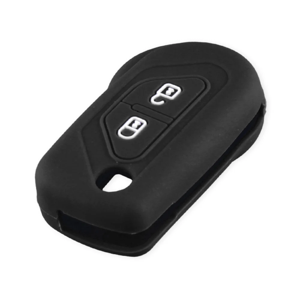 KEYYOU 30 шт. силиконовый резиновый автомобильный чехол для ключей для Citroen C-Elysee C3 C4 C5 DS3 2009- 2 кнопки дистанционного флип кожаный брелок - Название цвета: Черный