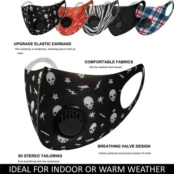 

Unisex Printing PM2.5 Outdoor Mouth Mask Washable Reuse Face Mask Vintage Skull Printing Face Shiled Mouth Mask Mascarilla