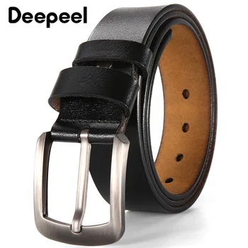 

Deepeel 1pc 3.7cm*110-130cm Mens 2nd Layer Cowhide Genuine Leather Belt Metal Pin Buckle Youth Jeans Decorative Waistband YK738