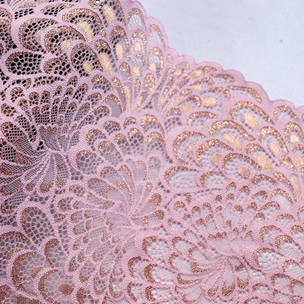 2 метра 22,5 см в ширину эластичное кружево отделка DIY аксессуары для одежды платье швейная аппликация французская эластичная Сетка кружевная ткань розовое золото