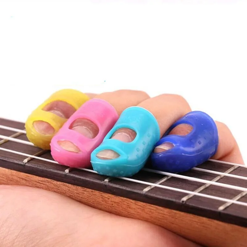 Защита для гитарных пальцев, новинка, 4 шт, силиконовая накладка для гитарных пальцев, аксессуары для укулеле, гитара - Цвет: Multi Color S