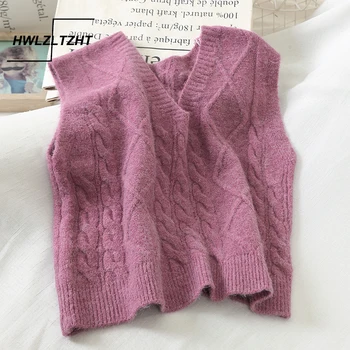 

HWLZLTZHT Large Size Women's Vest Warm Women Sweater Vest Sleeveless Pullover Elasticity Sweater V-Neck Knitted Vest Casual Tops