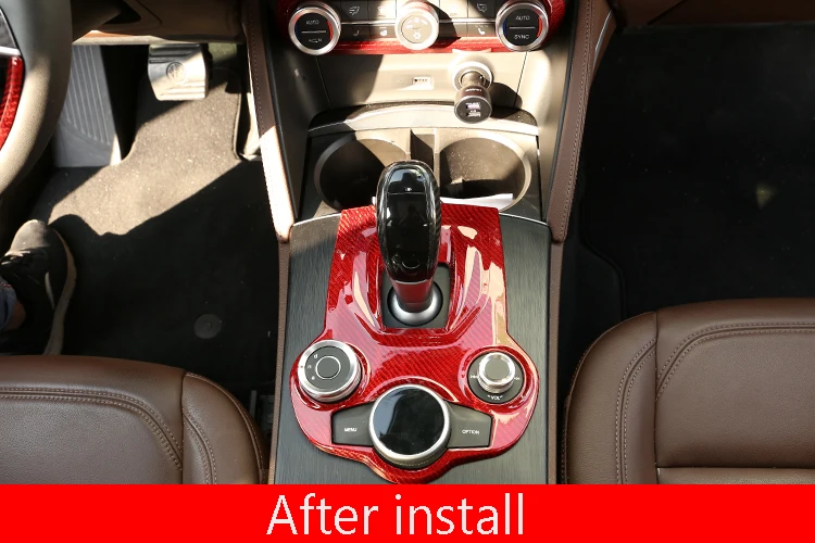 Красный настоящий углеродное волокно для Alfa Romeo Giulia Stelvio Автомобильный интерьер центральная консоль панельная Накладка для коробки передач отделка