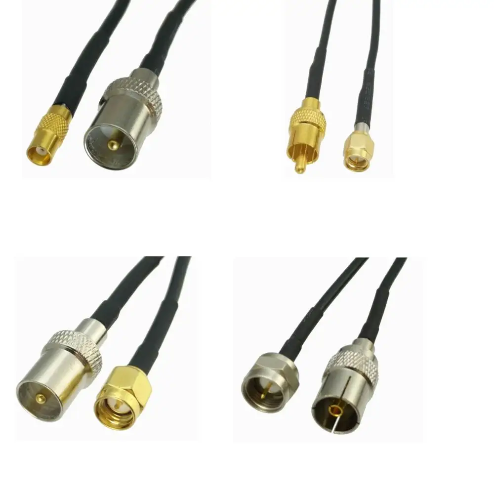 RG174 кабель IEC PAL DVB-T для MCX/RCA/SMA/F ТВ Штекер и Женский Разъем RF перемычка Пигтейл 8 дюймов