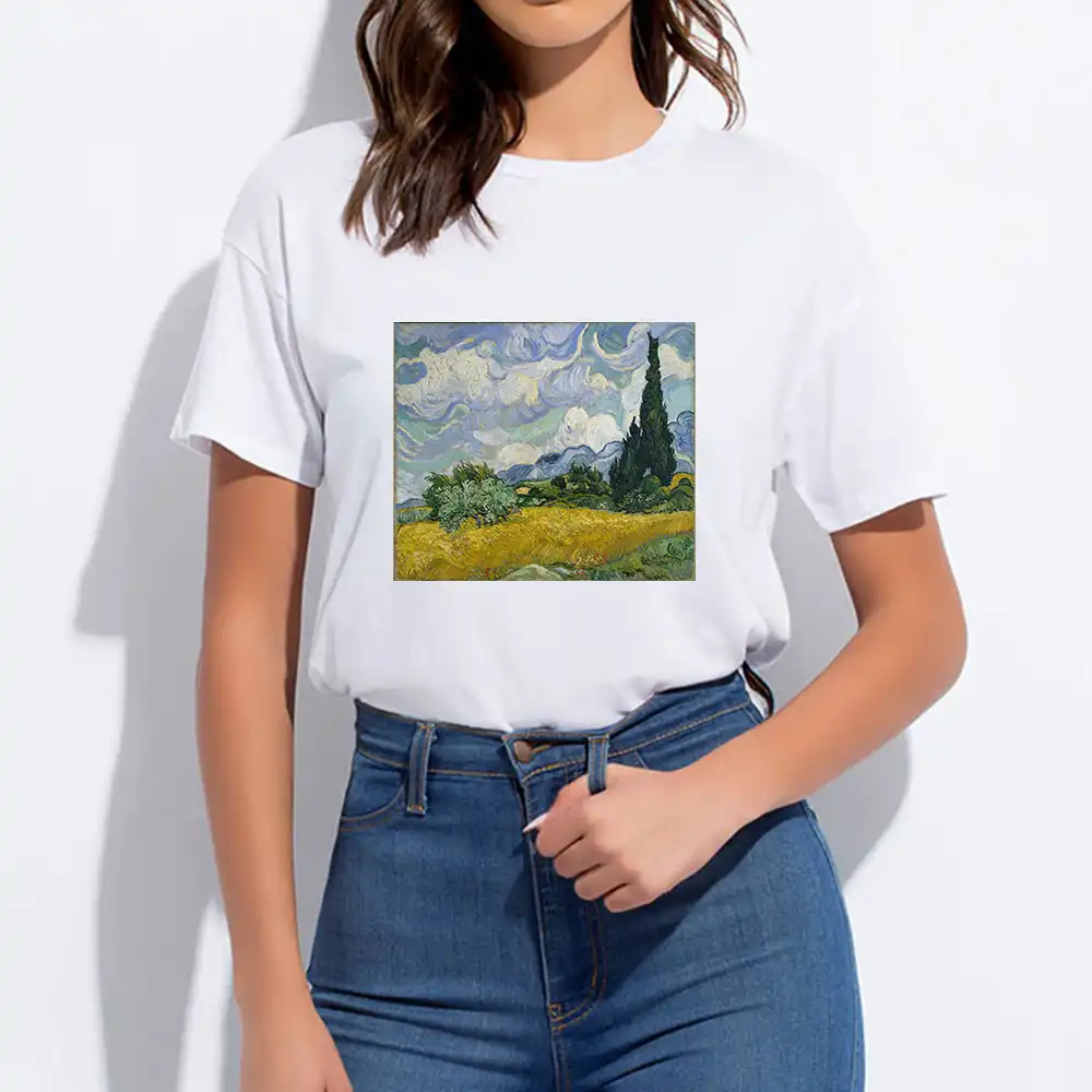 かわいいヴィンテージプラスサイズラウンド襟ストリート春夏 Tシャツゴッホ安い特大原宿おかしい Tシャツパンク Tシャツ Tシャツ Aliexpress