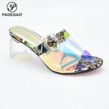 

2020 New Design High Heels Italian Women Shoes Without Bag to Match African Lady Decorate with Rhinestone for Party
