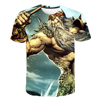 

New anime 3D printed men's T-shirt anime cartoon Poseidon Cosplay T-shirt summer short-sleeved O-neck shirt casual hot sale