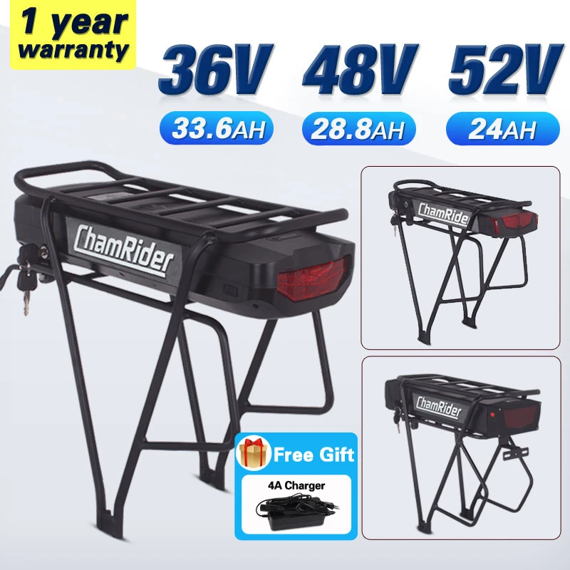Chamrider 48v Rear Rack Battery 36v Rack Battery 52v Rear Battery 48v ...