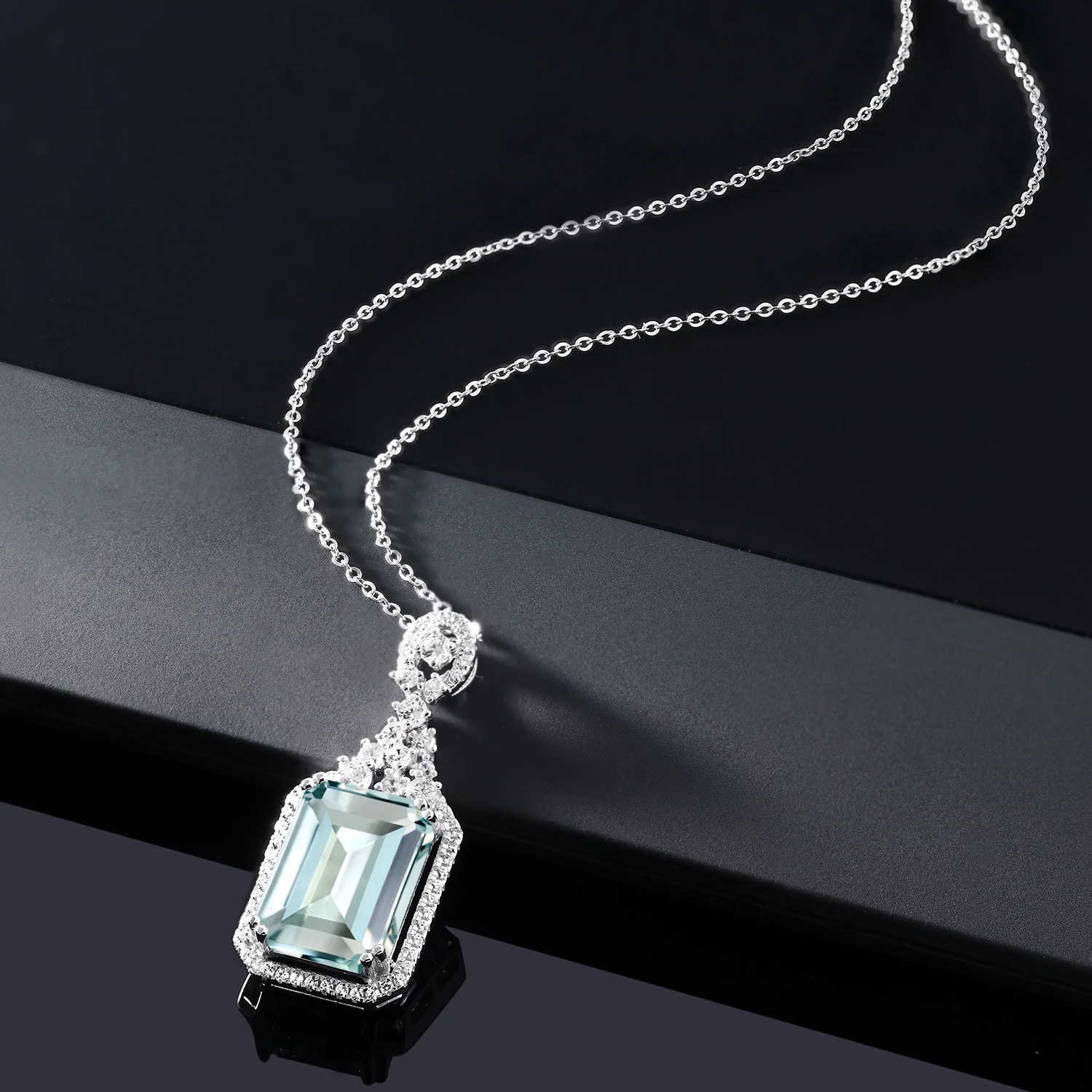 GemStoneKing 7 24 Ct восьмиугольник небесно голубой искусственный Аквамарин серебро 925