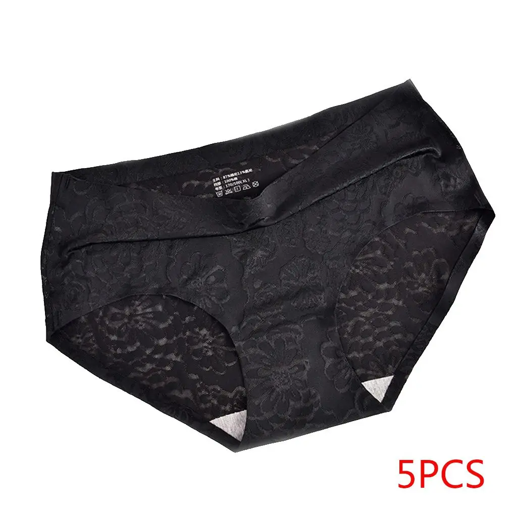NO.2 5PCS Ice Silk Girls Summer Soft Panties Women Invisible Seamless Breathable Briefs Underwear Briefs - Цвет: NO.2